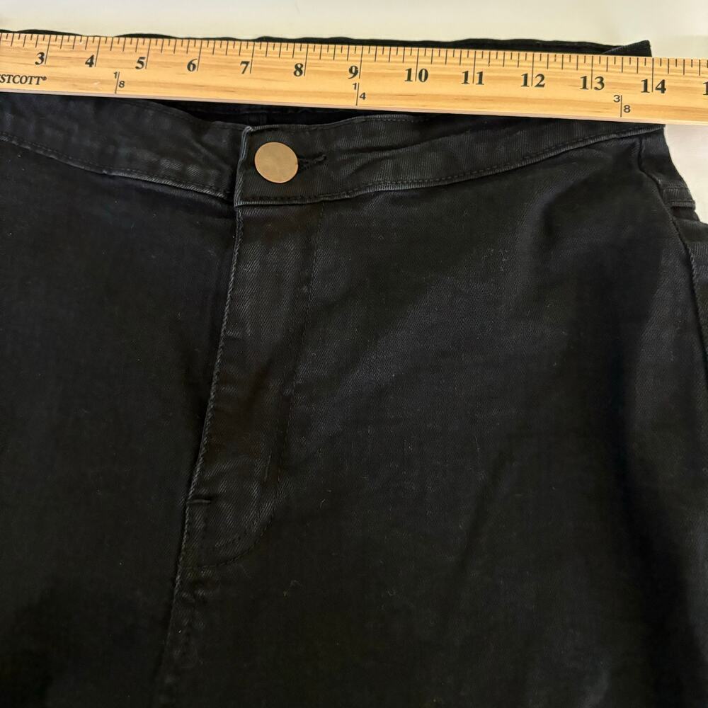 Pretty Little Thing Flare Jeans Size 8 Black High Rise Split Leg Stretch Denim - Picture 8 of 11